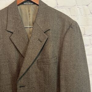 Vtg RBM Mens Size 42L Brown Lambswool Blazer Suit Jacket Sport Coat